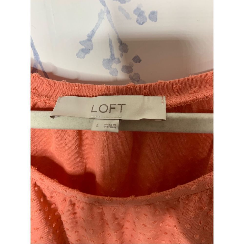 Loft Short Sleeve Polka Swiss Dot Blouse Size L - Picture 4 of 6